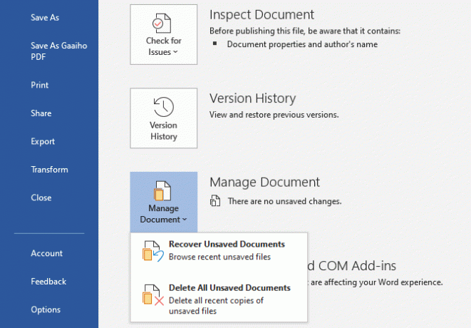 Microsoft Office לשחזר מסמכים שלא נשמרו