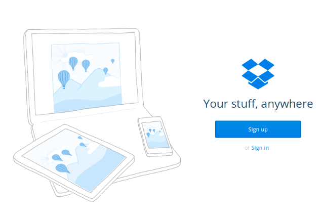 הרשמה ל Dropbox