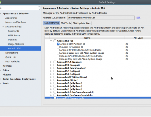 גרסאות אנדרואיד גרסאות sdkmanager