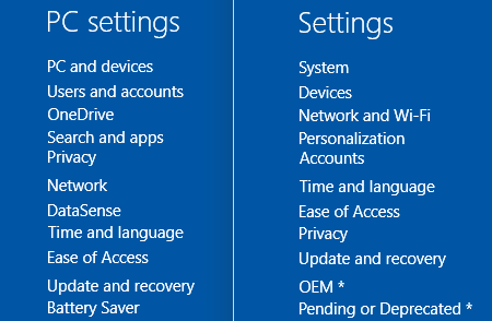 Windows 10 zPC Settings Vs. הגדרות מחשב