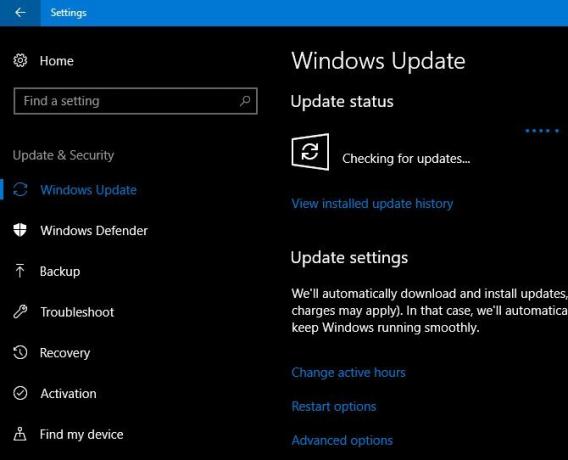 עדכן את Windows 10 דרך Windows Update