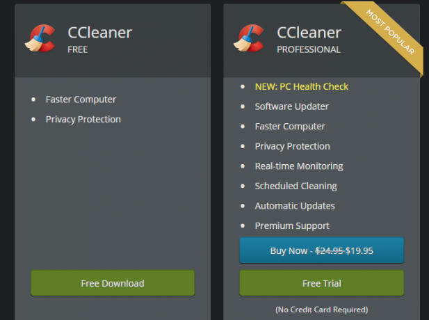 השוואה בין גרסת CCleaner