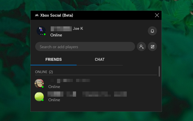סרגל המשחקים Xbox חברתי