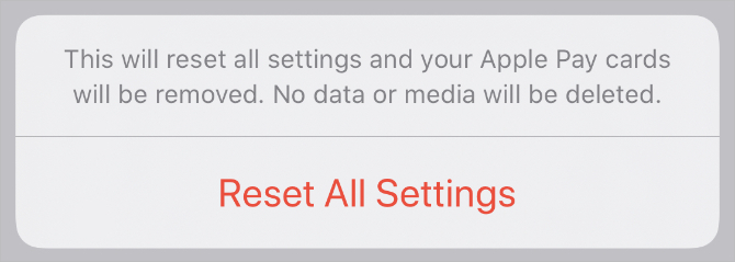אפס את כל ההגדרות אישור iPhone