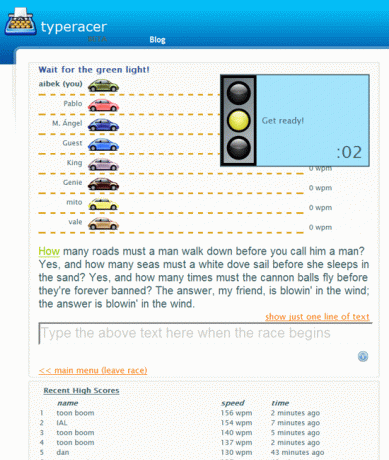 TypeRacer - משחק הקלדה