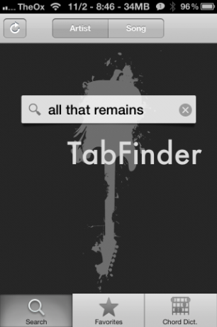 השתמש ב- TabFinder כדי למצוא שירים לנגינה בגיטרה [iOS, חינם לזמן מוגבל] 2012 11 02 08