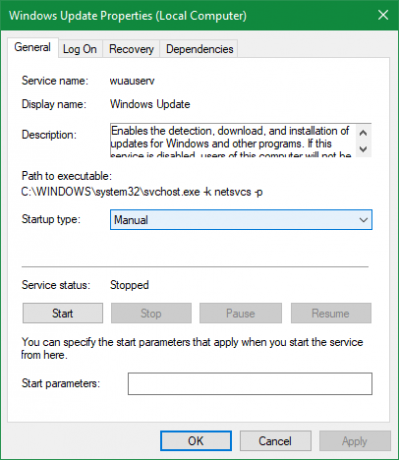 מאפייני שירות Windows Update