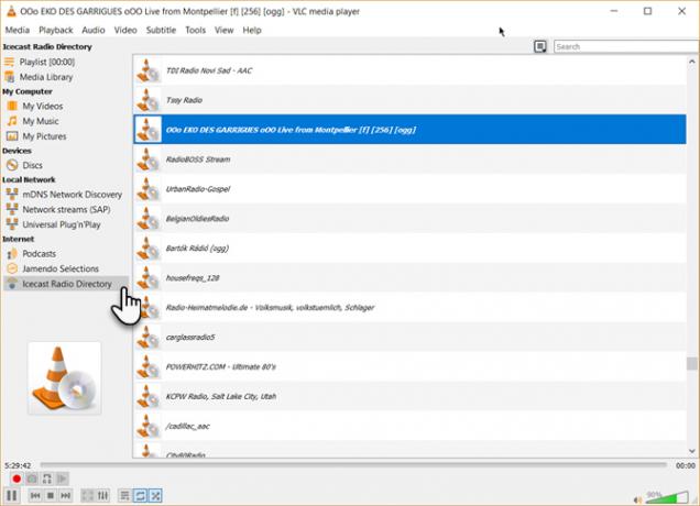 VLC יכול גם לתפקד כנגן רדיו אינטרנטי