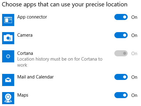 שירותי מיקום של יישומי Windows 10