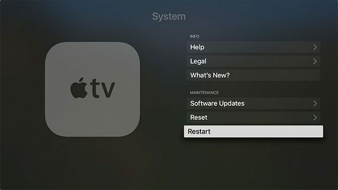 הפעל מחדש את Apple TV