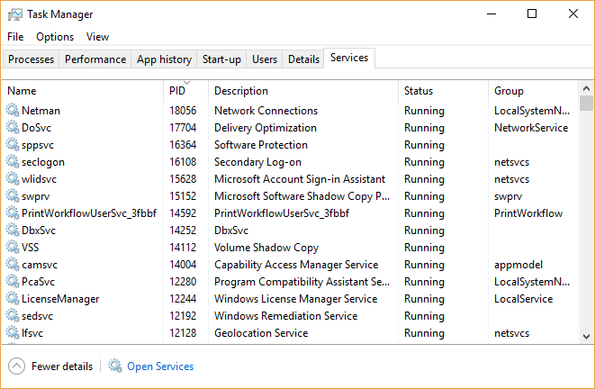 שירותי מנהל המשימות של Windows 10