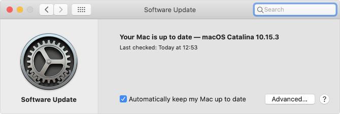 עמוד העדפות מערכת עדכוני תוכנה ב- macOS