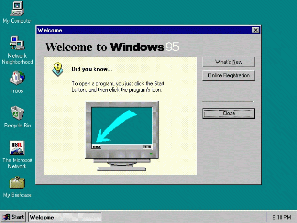 שולחן העבודה של Windows 95