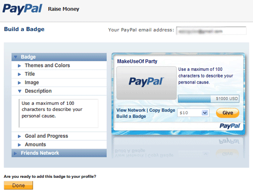 Paypal- אפליקציית פייסבוק