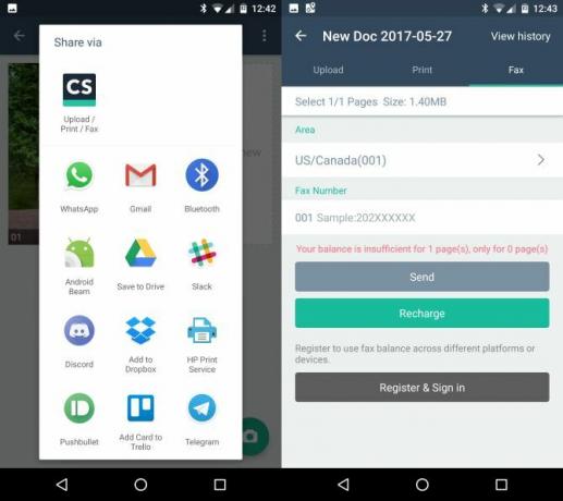 שלח פקסים בחינם מטלפון ה- Android או הטאבלט שלך CamScanner שיתוף ותמחור