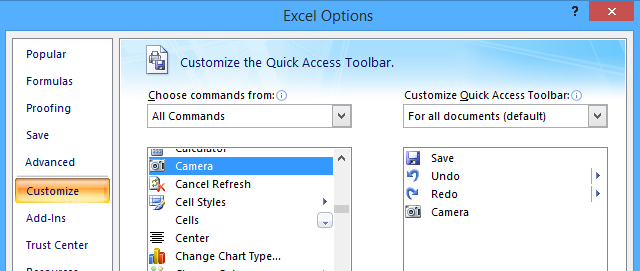 אפשרויות Excel