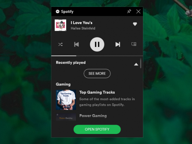 סרגל המשחק Spotify