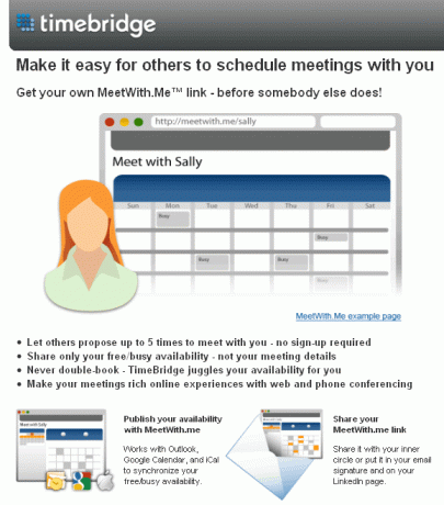 MeetWithMe: מקל על אחרים לתזמן פגישות איתך timebridge