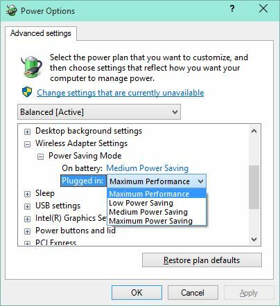 אפשרויות צריכת חשמל של Windows