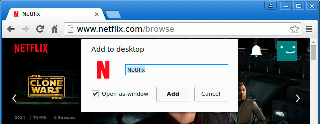 כיצד לצפות ב- Netflix באופן מקוון ב- Linux - הדרך הקלה netflix בכרום להוסיף לדו-שיח שולחן העבודה netflix ב- Linux דרך קלה muo