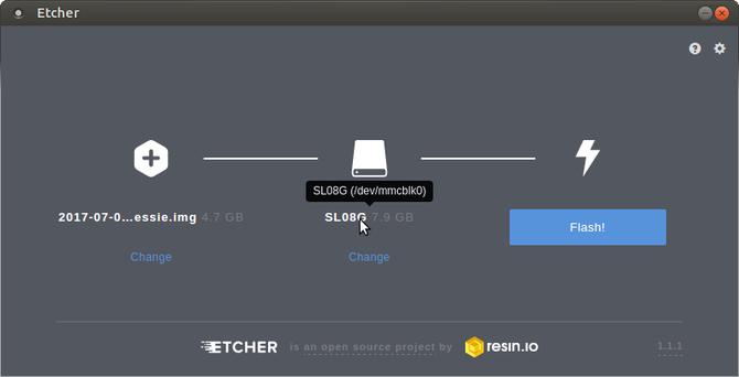 לינוקס פטל pi הגדרת etcher תצורה