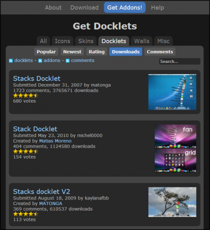 RocketDock + Stacks Docklet: לא רק עגינה, אלא פיתרון ארגון שולחני שלם [Windows] RocketDock Addons Stacks Docklet 2 אין דפדפן