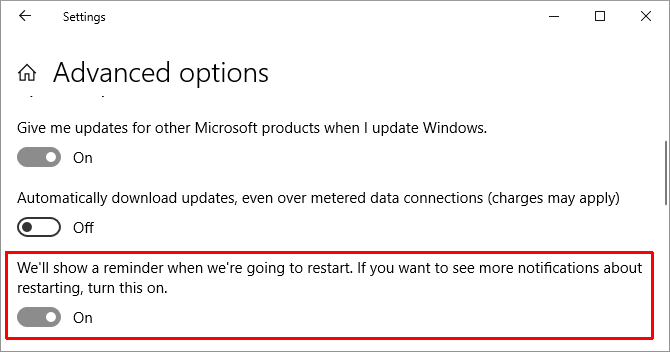 Windows 10 אפשרויות מתקדמות של Windows Update