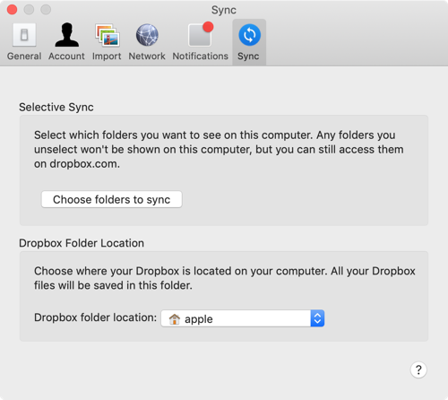 Mac Dropbox סנכרון סלקטיבי