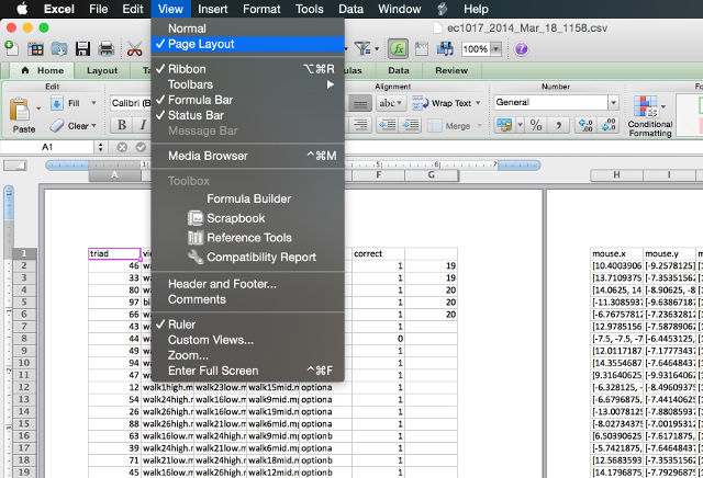 תצוגת Excel-layout