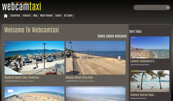 מצלמת רשת מונית כוללת ספרייה מסווגת בקפידה של מצלמות הרשת החיות הטובות בעולם