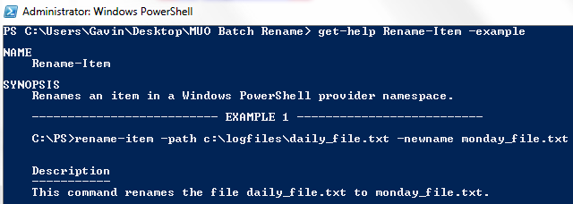 דוגמאות לשינוי שם של PowerShell