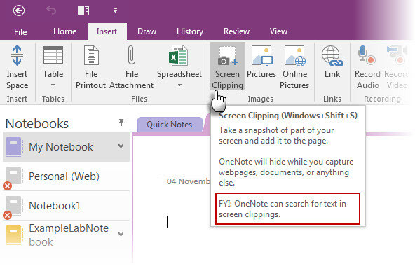 גזירת מסך OneNote