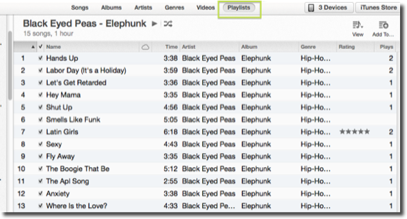 פלייליסטים של ITunes