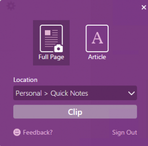 שלח ל- OneNote מכרום