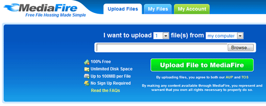 MediaFire - אחסון קבצים ללא הגבלה