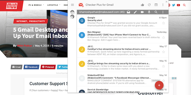 בודק פלוס להארכת Chrome של Gmail