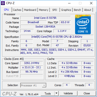 סקירה כללית של אבחון CPU-Z של Windows