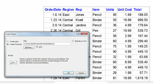 PowerPoint ו- Excel