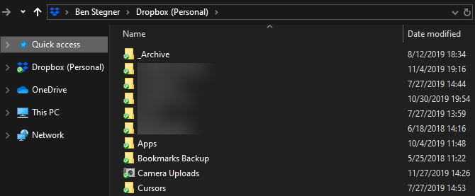 תיקיית Dropbox של Windows