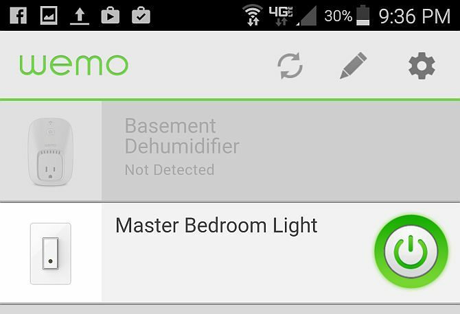 תמונת מסך של אפליקציית Belkin WeMo