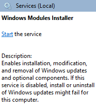 שירות מתקין מודולים של Windows