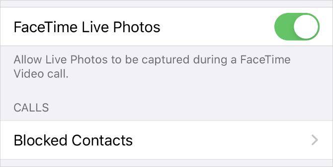 תמונות FaceTime Live מנותבות בהגדרות אייפון