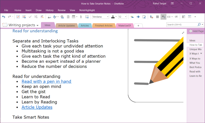 תחביר wiki ב- OneNote 