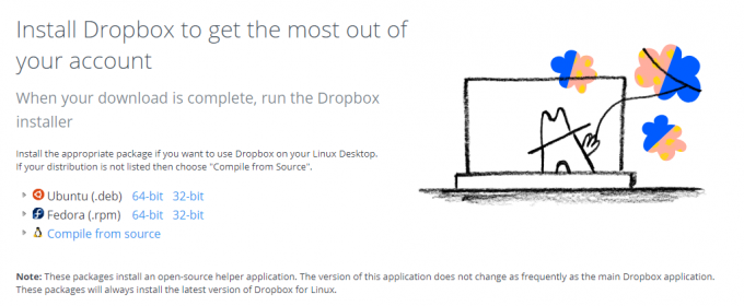 אפשרויות לינוקס עבור Dropbox