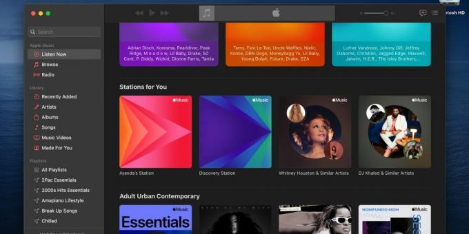 מדור תחנות עבורך באפליקציית שולחן העבודה של Apple Music