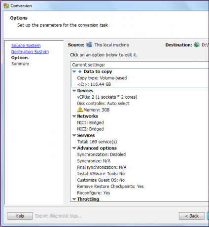 vmware-vcenter-converter-המרת אפשרויות