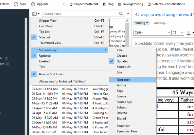 כיצד להשתמש ב- Evernote: אפשרויות תצוגה ידנית לא רשמית של המחברת