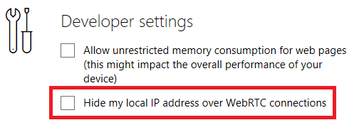 הגדרות קצה של Microsoft - WebRTC