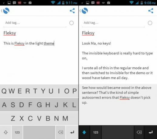 מצב Fleksy-for-Android- אור נושא-בלתי נראה