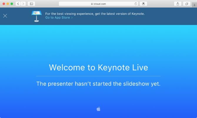 דף ההמתנה של Keynote Live בספארי
